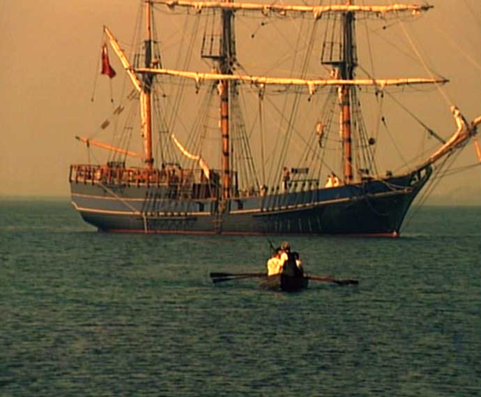 Film still: escape from the Hispaniola