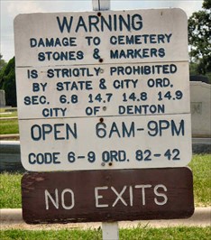 ... Cemetery -- Denton, TX - Unintentionally Funny Signs on Waymarking.com