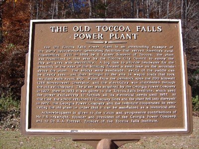 Toccoa Falls Georgia. The Old Toccoa Falls Power
