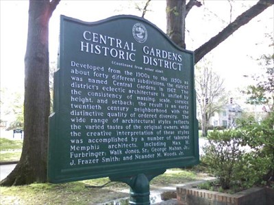 Marker Central Gardens Historic District Tennessee Historical